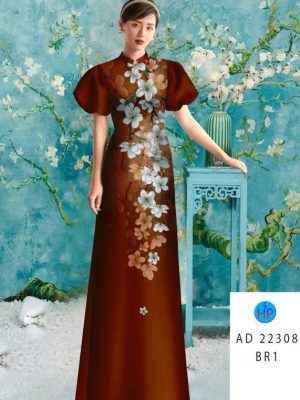 Vải Áo Dài Hoa In 3D AD 22308 34